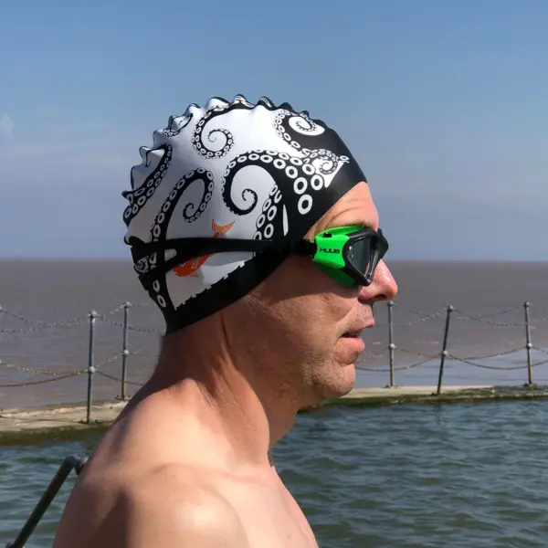 Tentacle Heads - Nancy Farmer swim hat / swim cap with octopus and fish (or no fish). Open water swimming, pool swimming, swimmer gift