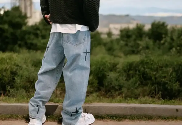 Trendy Baggy Wide-Leg Jeans for Men – Korean Streetwear, Casual Loose Fit Denim Pants. Stylish & Comfortable, Perfect for Everyday Wear. - Image 2